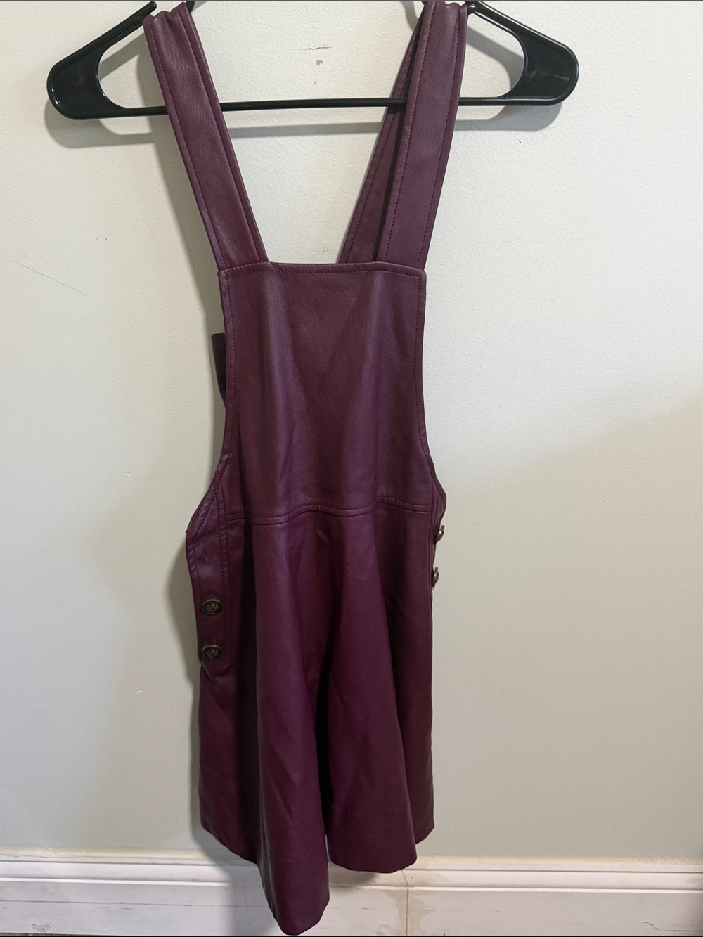 Anthropologie Maeve Faux Leather Pinafore Dress Size XS